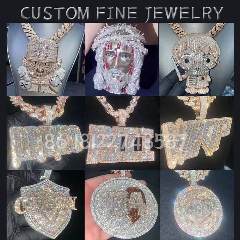 Factory Price Pass Diamond Tester 14mm 925 Sterling Silver VVS Moissanite Diamond Miami Cuban Link Chain Necklace