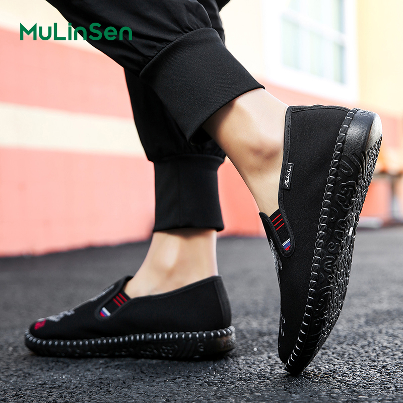 Mulinsen Old Beijing cloth shoes men's 2025 new anti-slip breathable Chinese style embroidered horse one-step soft sole casual work shoes
