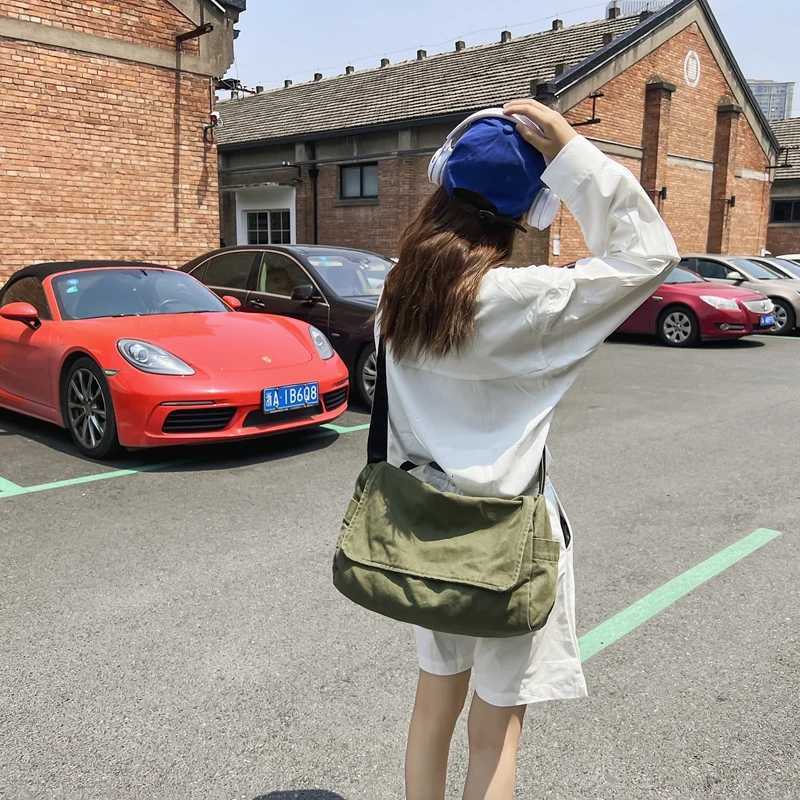Womens Messenger Bag Vintage Handbag Canvas Teenager Shoulder Tote Bags Casual Handbag Crossbody Bag Y250730