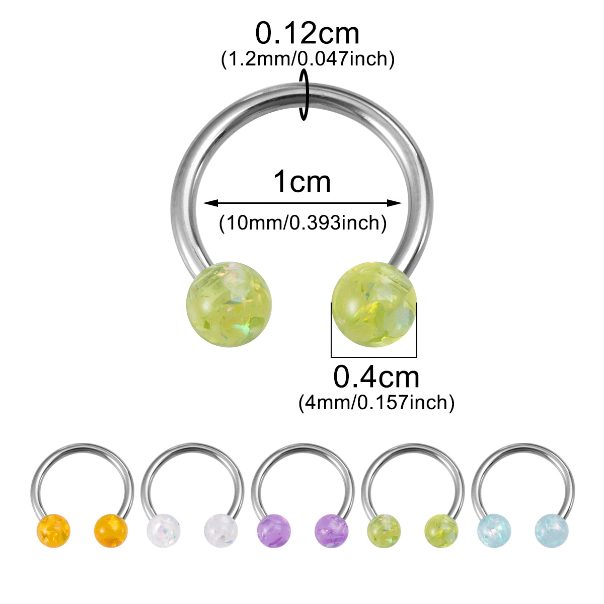 Aobao glitter horseshoe ring, stainless steel lip ring, human puncture jewelry, ear bone ring wholesale