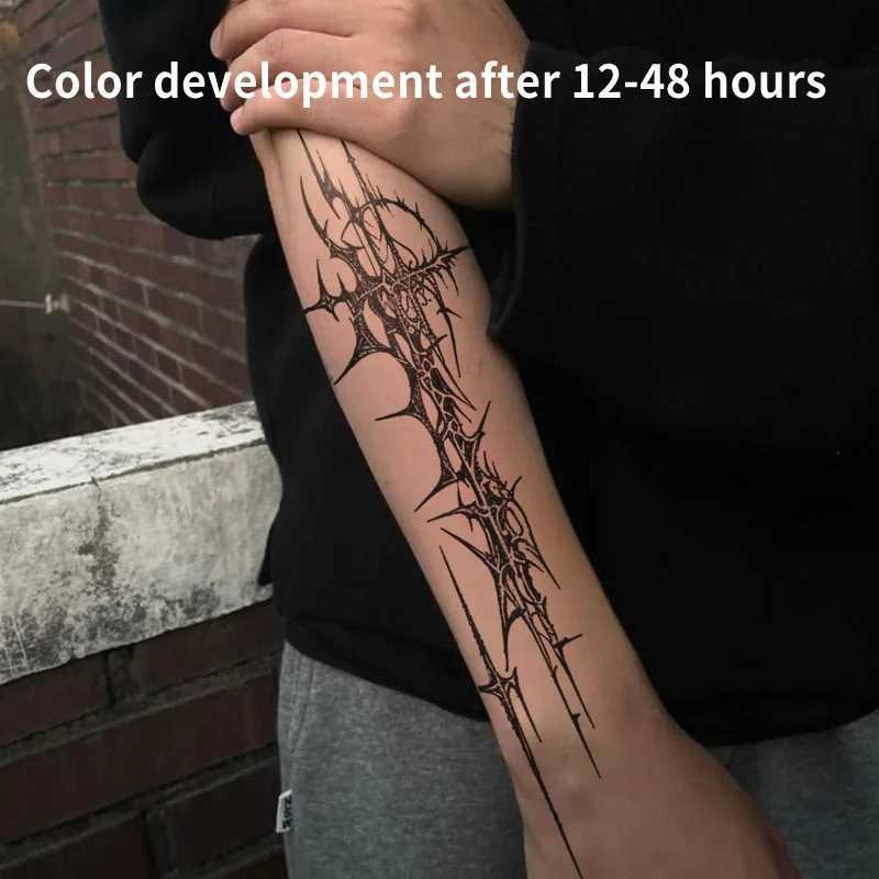 Temporary Tattoos American Gothic Dark Bramble Cross Belly Herbal Juice Tattoo Stickers Waterproof Fake Tattoo Party Gifts Z250731