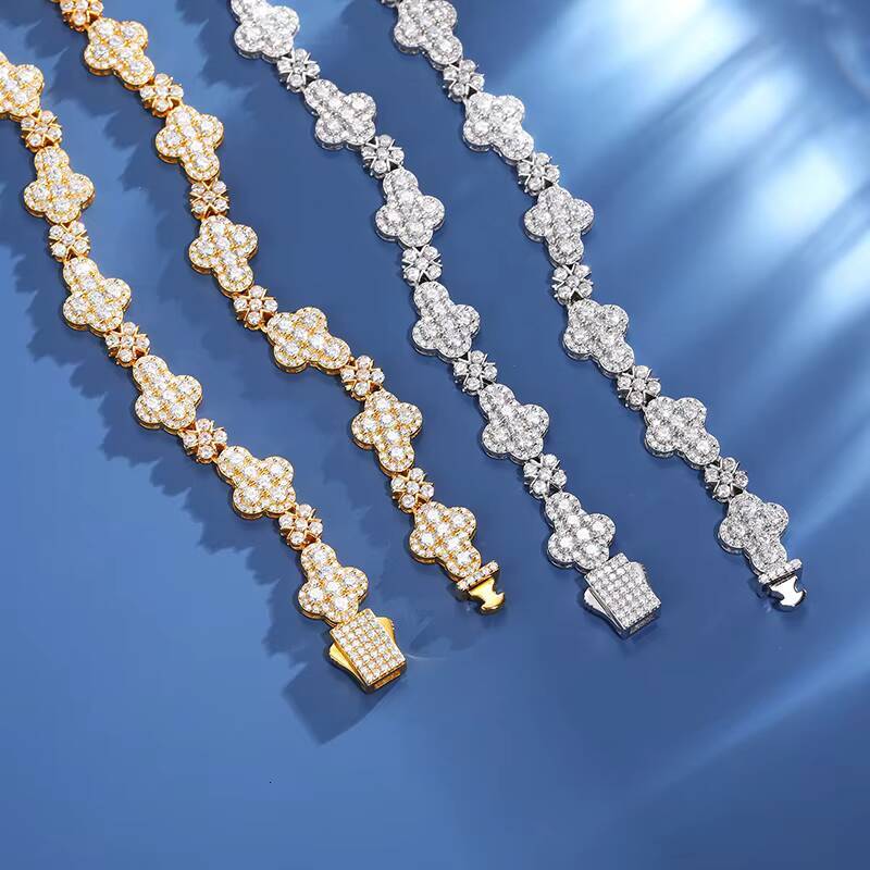 GRA Certificated Cross Collection 10mm Vvs Moissanite Diamond White Gold Plated 925 Sterling Silver Waterproof Cross Necklace