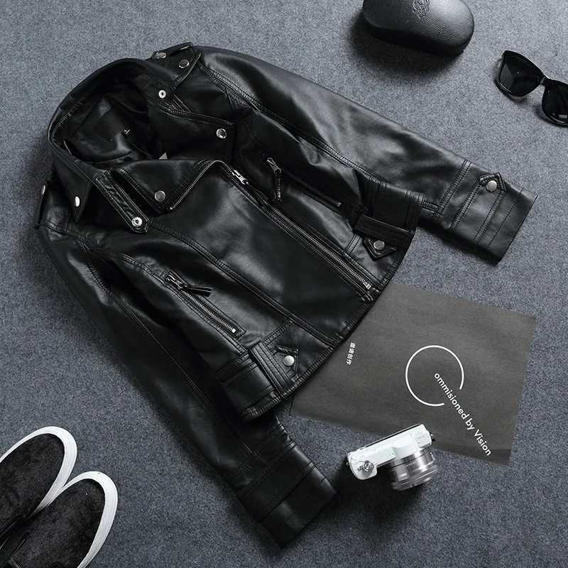 Fall Women Short Black PU Jacket Gothic Punk Style Fashion Motorcycle Leather Jacket Casual Wild Coat Goth Winter Coats M250729
