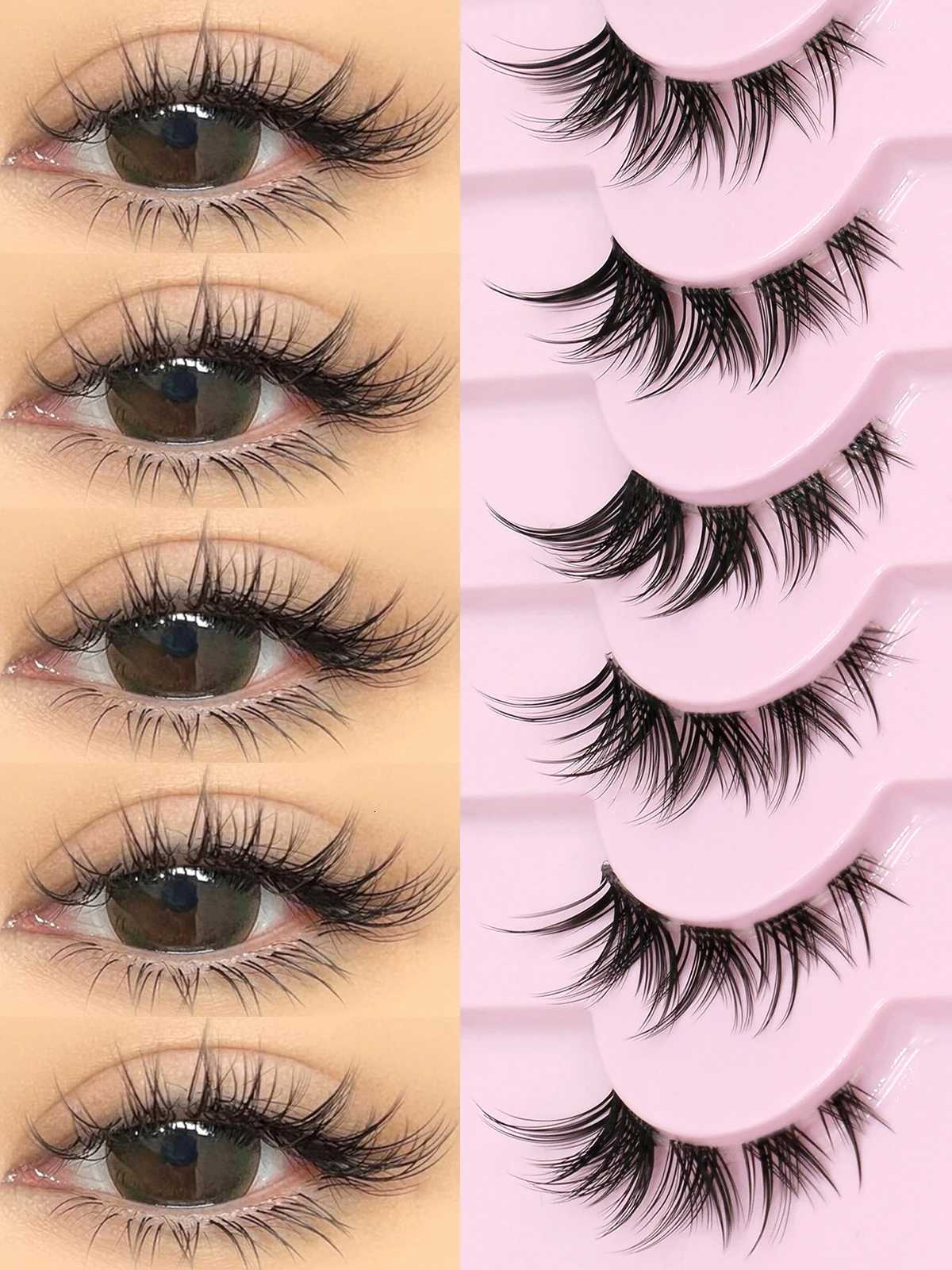 Groinneya Cat Eye Lashes Half Lashes Soft Natural Faux Mink Eyelashes Fake Lashes Natural Look Wispy Winged End Eye Elongated Z250730