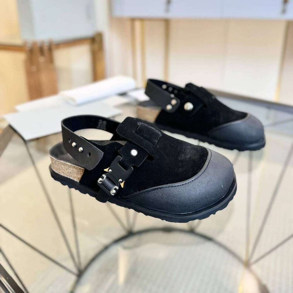 Women Size35-45 Natural Cow Suede Couple Sandals Flats Mixed Colors Leisure Round Toe Designer Shoes Zapatillas De Mujer ffd