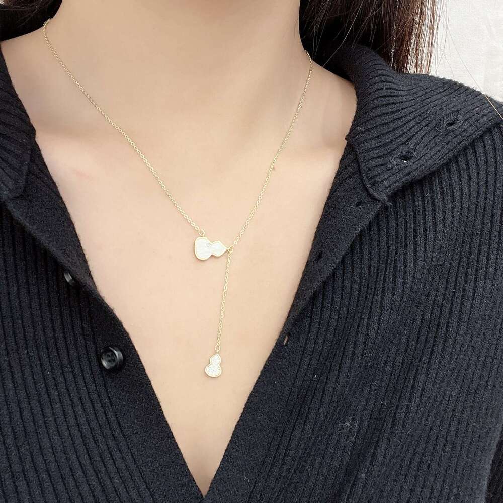 Tassel Gourd Necklace Women, Light Niche Design, High-End Clavicle Chain, Pure Sier Versatile, Gift for Best Friend's Birthday cb6