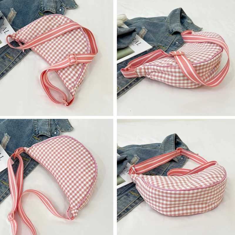 Casual Plaid Hobos Shoulder Bags for Women Large Capacity Commuter Ladies Phone Messenger Bag Summer Travel Handbags Purse Y250730