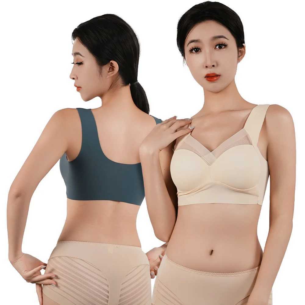 Womens Strappy Push Up Bra Seamless Padded Tops Casual Plus Size Soft Wireless Woman Bras XL-6XL Ice Silk Underwear Z250730