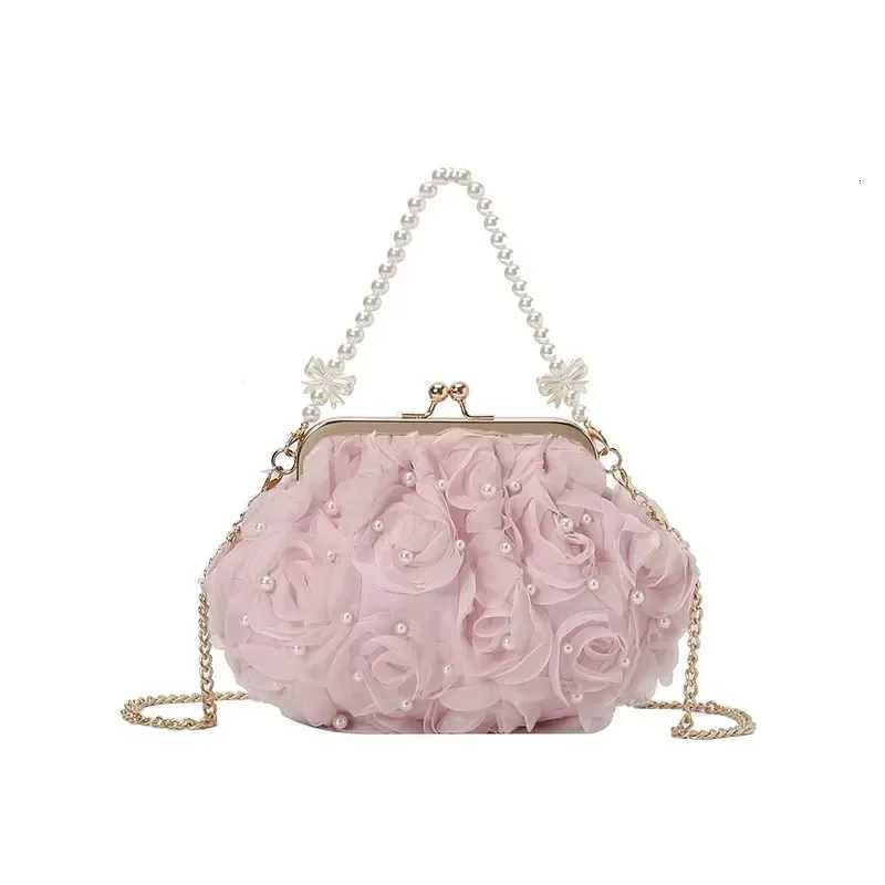 Microfiber Flowers CHAINS Crossbody Bags Hasp Beading Sweet Ladies Bags Sale 2025 Solid Spring FAshion Shoulder Bag Y250730