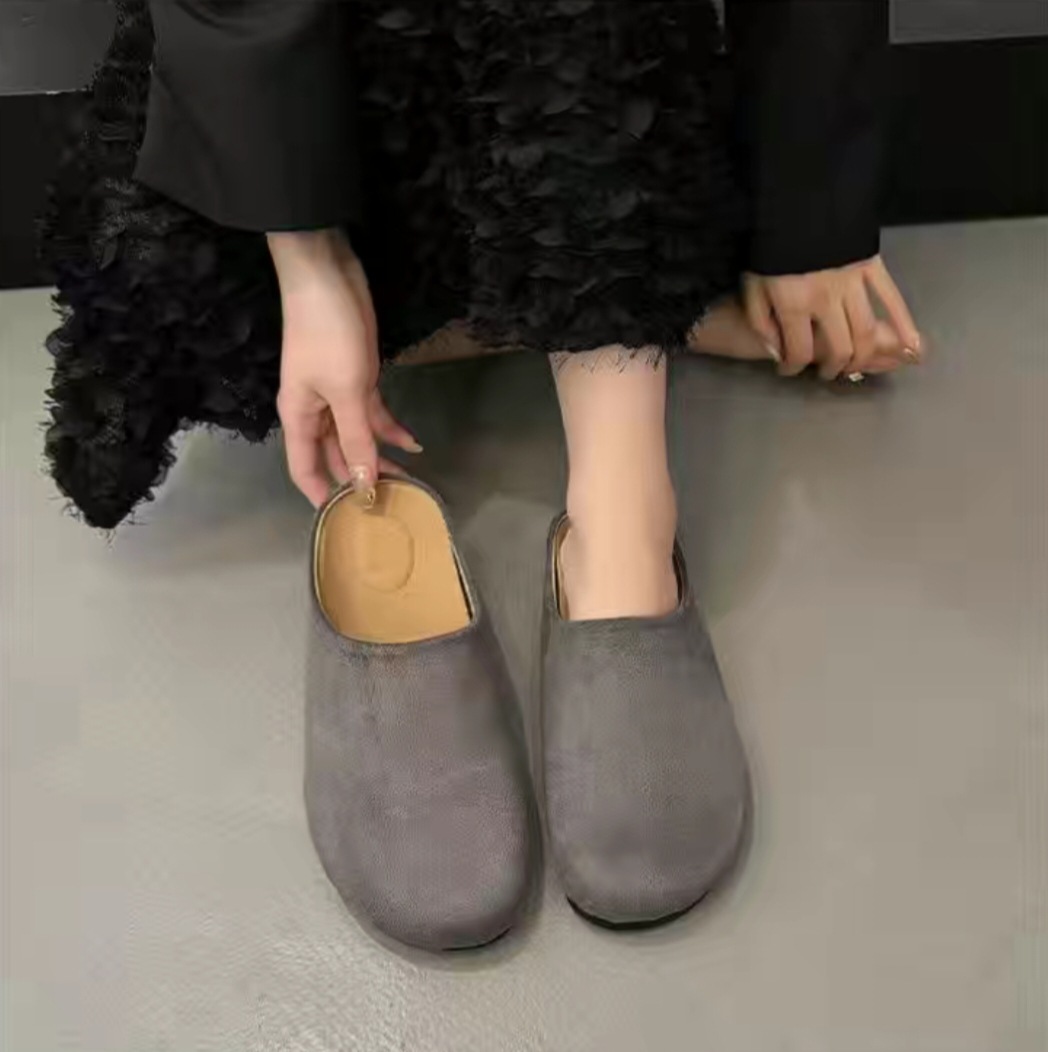 Free shipping designer Boken slippers, thick-soled women's outerwear, spring one-step retro bun, lazy people's height-increasing outerwear