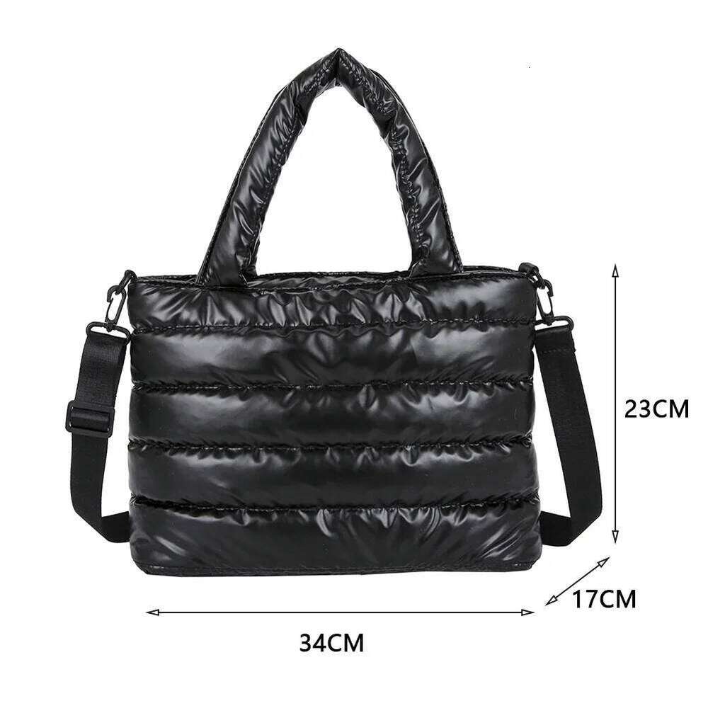 Women Nylon Thread Handbag Winter Korean Fashion Pure Color Top-handle Bags