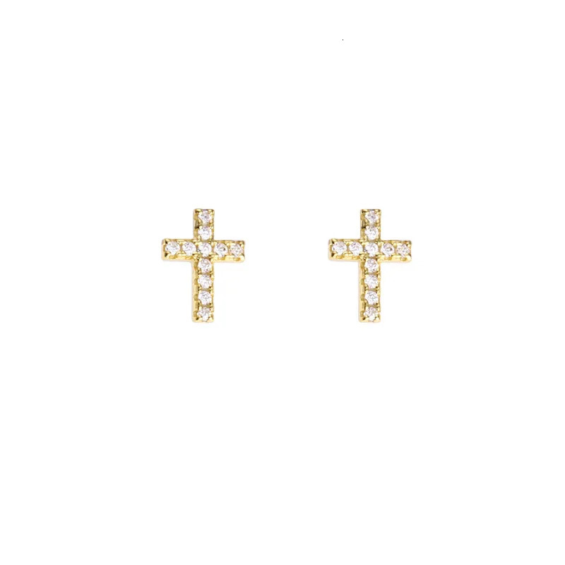 VOQ Silver Color Mini Simple Cross Zircon Stud Earrings for Women Party Korean Teen Punk Jewelry Gift Accessories 250729
