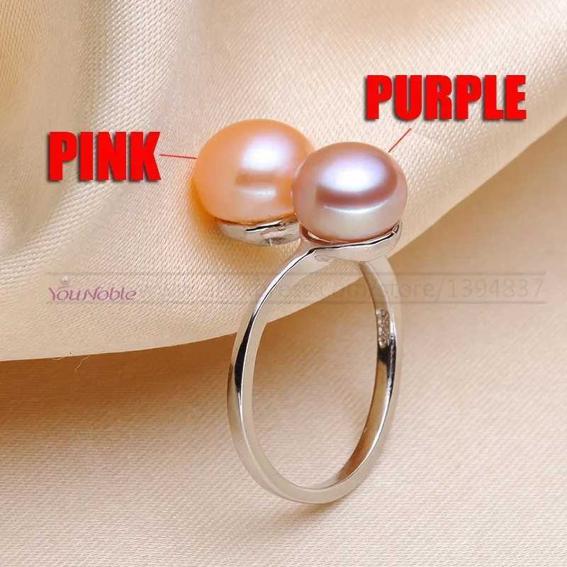 100% Natural Cultured Double Pearl Rings For Women Silver 925 Double Adjustable Ring With Pearl Birthday Gift y250730