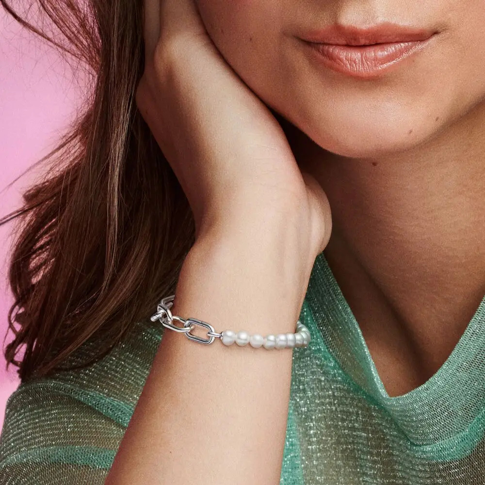 Pearl bracelet silver jewelry necklace pearl Fit original Me charm for women LOVED Gift 250716