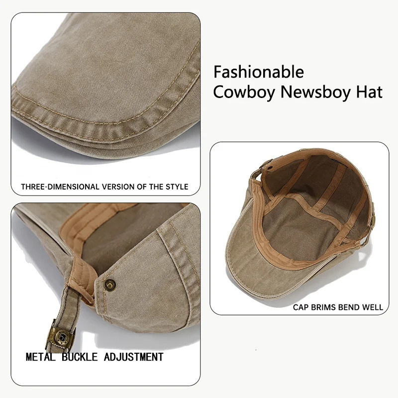 Spring Summer Vintage Cotton Beret Men Women Fashion Flat Visor Cap Casual Berets Retro sboy Hat Unisex Adjustable Sun Hats 250729