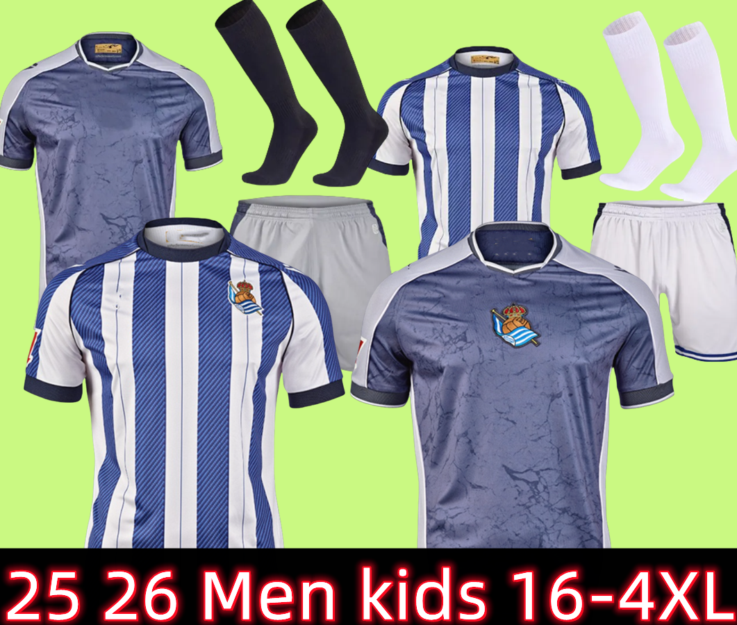 3XL 4XL 2025 26 Real Sociedad Soccer Jersey BARRENE TIERNEY MERINO OYARZABAL X PRIETO Football Shirt TAKE 25 26 Carlos Fernandez camiseta de futbol Men kids Equipment