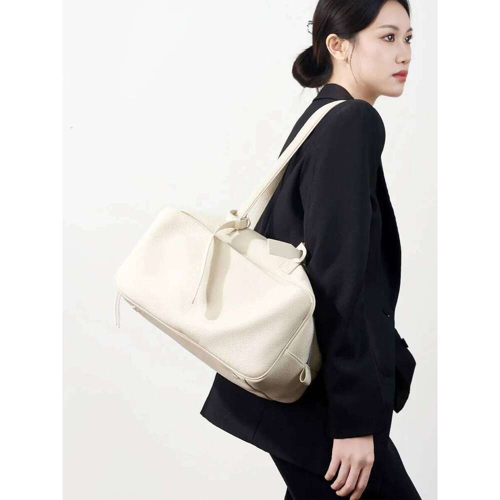 Luxury designer cowhide Boston pillow underarm shoulder women's new large-capacity handbag