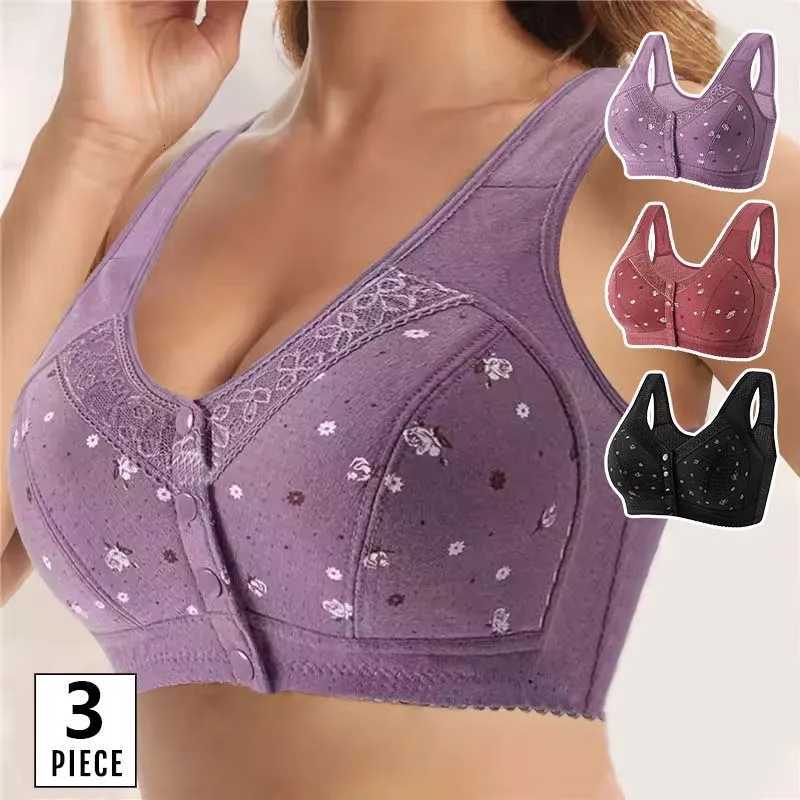 3Pcs/Set Front Closure Bra for Women Plus Size Seamless Wireless Bralette Lace Brassiere Sexy Ladies Lingerie Z250730