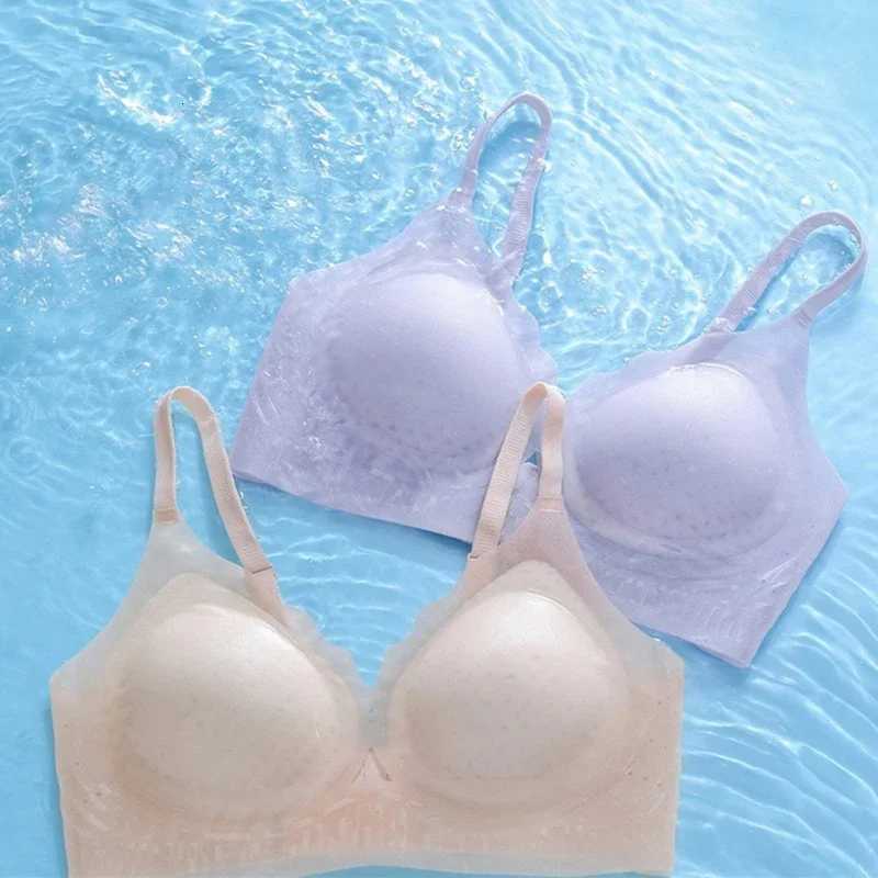 100% Ice Silk Ultra-thin Beautiful Back Lingerie for Women Without Steel Ring Adjustable Breathable and Traceless Gathering Sleep Bra Z250730
