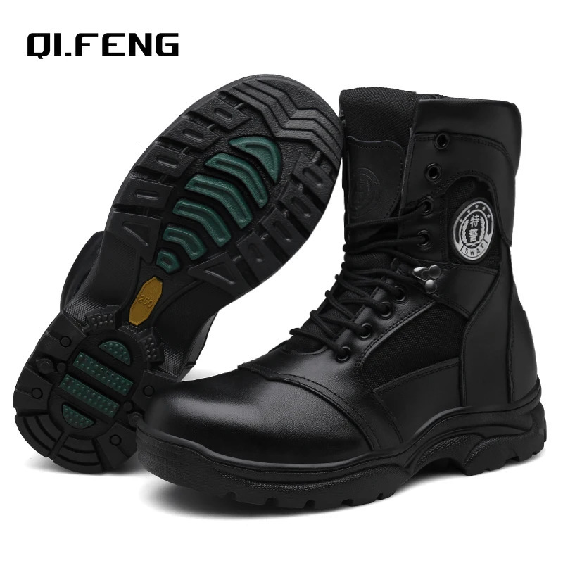 Steel Toe Mens High Top Boots Genuine Leather Training Boots Outdoor Mountaineering Work Shoes Winter Warm Snow Footwear 250729