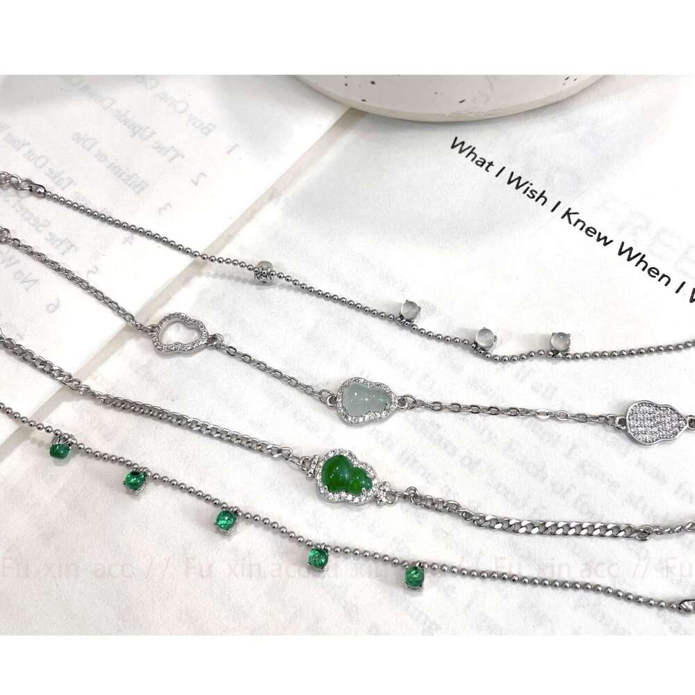 Wealth and Prosperity New Chinese Style Natural Jade Gourd Adjustable Lucky Bracelet Jewelry b5d