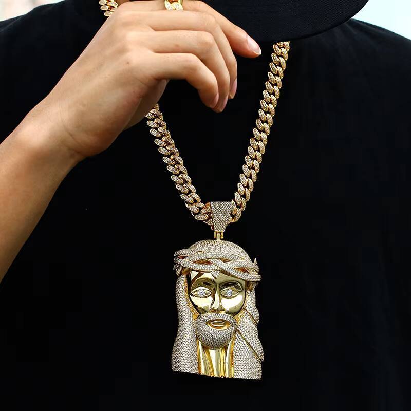 Pass Diamond Tester VVS Moissanite Iced Out Jesus Head Face Pendant Bling 925 Sterling Silver Big Piece Hip Hop Jewelry for Men