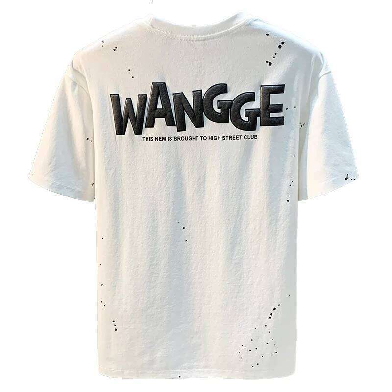 Ink emed letter short sleeved T-shirt for men in summer, American high-end fashion, casual versatile breathable top