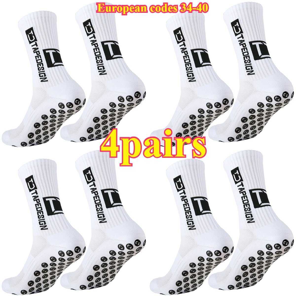 4pairs European size 34-40 TC mid tube glued football socks for sports training and competition non-slip and breathable socks Z250731