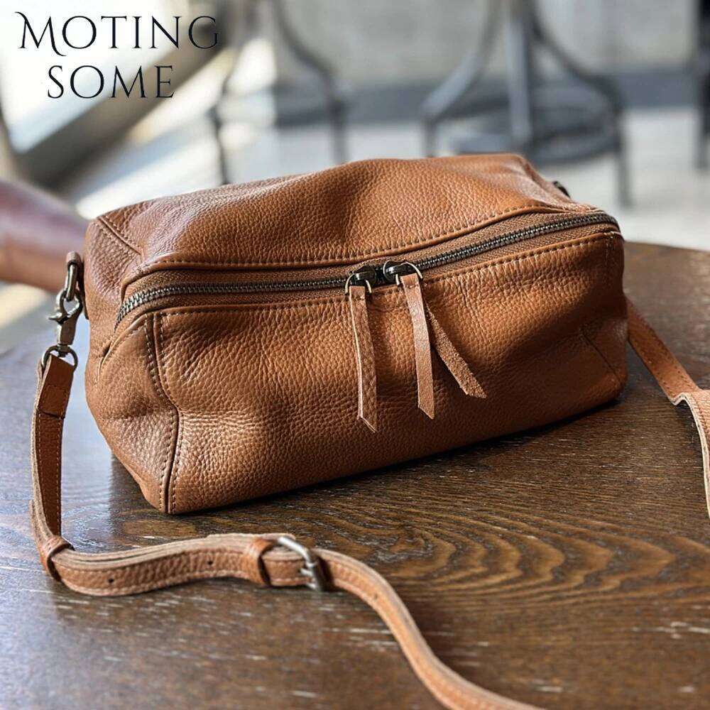 Motingsome Soft Genuine Leather Purse Women Retro Small Toast Bag Shoulder Handbag Chic Daily Bags Crossbody Messenger Tote