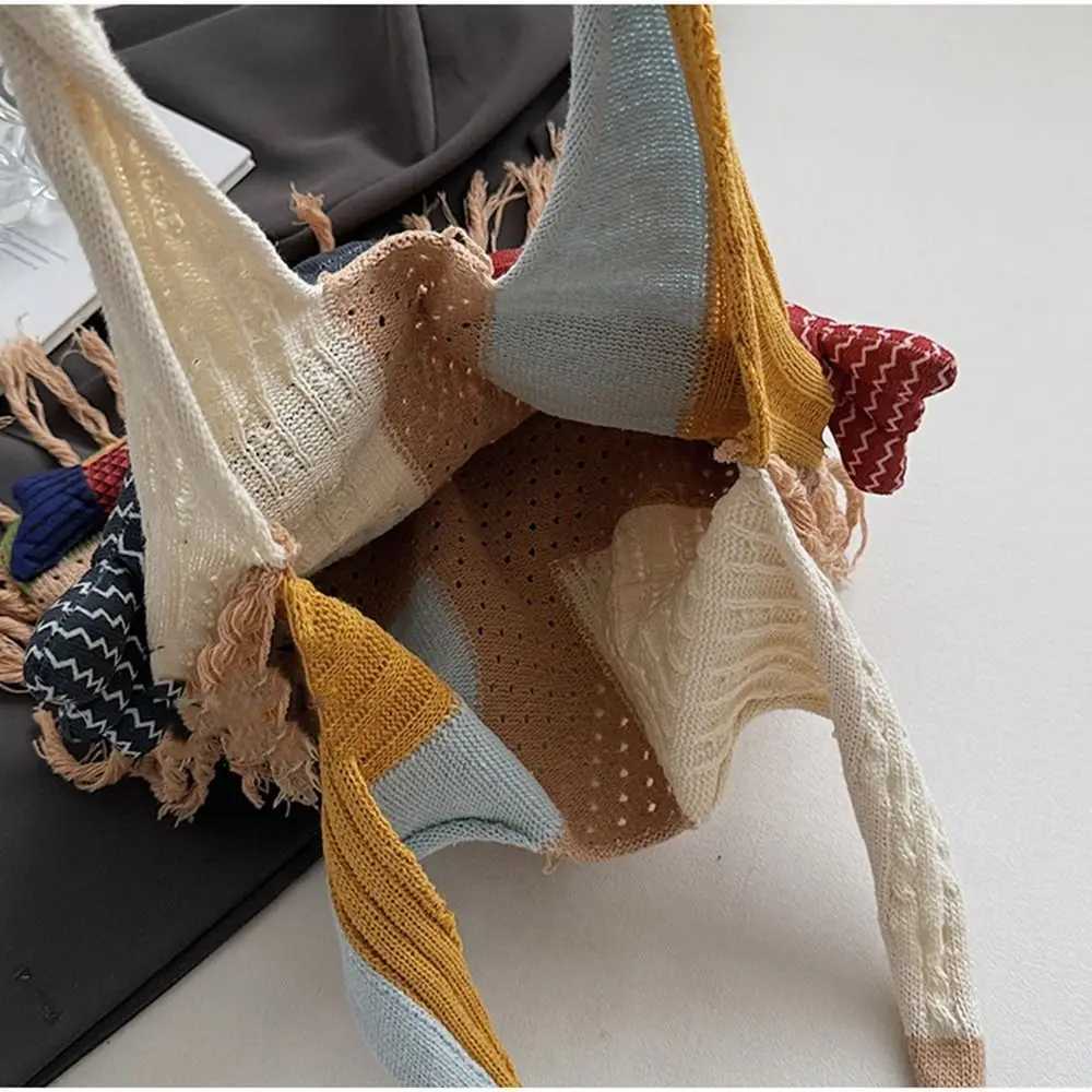 Leisure Summer Cotten Crochet Shoulder Bag Large Capacity Fish Tassels Beach Handbag Fashion Handbag Tote Bag Women Y250730