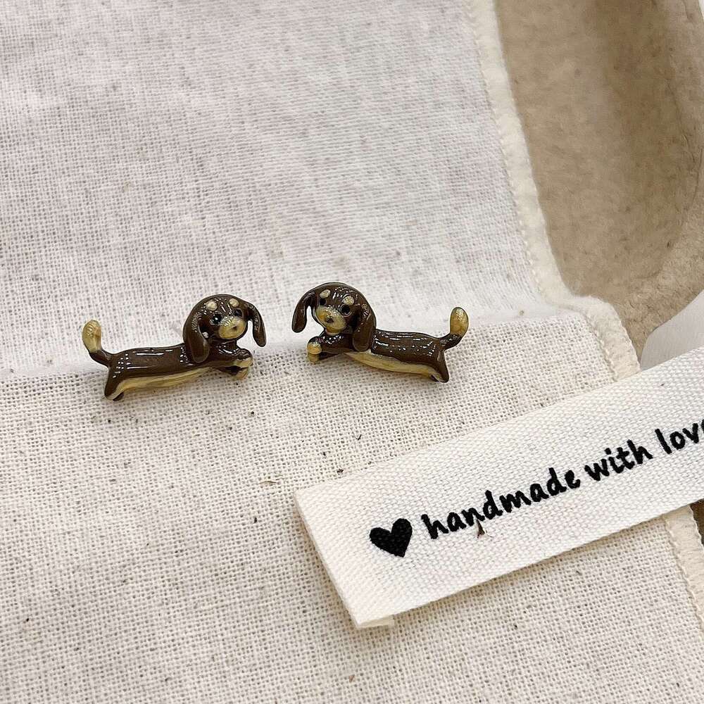 Childlike Cute Dachshund Dog for Women Unique Design Trendy Stud Earrings Rings Fun Quirky Sweet Exquisite e0e