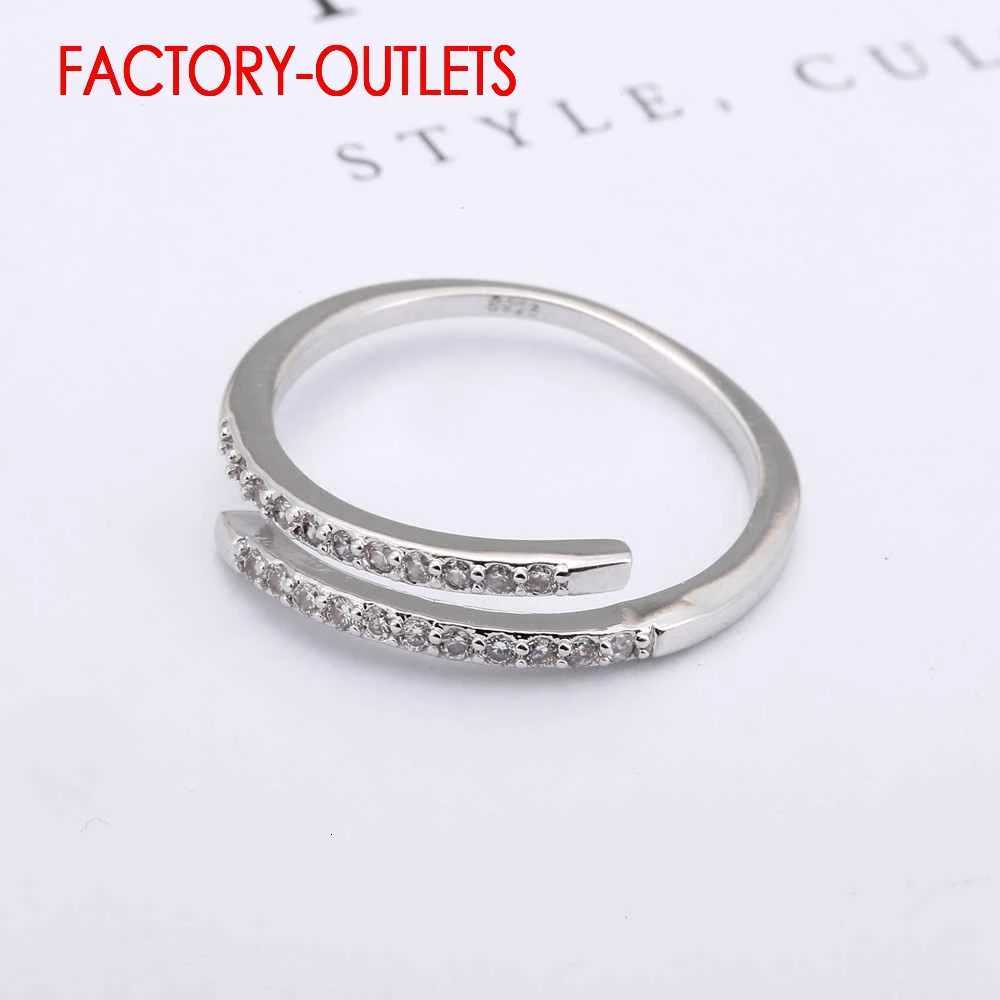Genuine 925 Sterling Silver Resizable Ring Classic Fashion Jewelry Cubic Zirconia Pave Setting Women Girls Party Anniversary y250730
