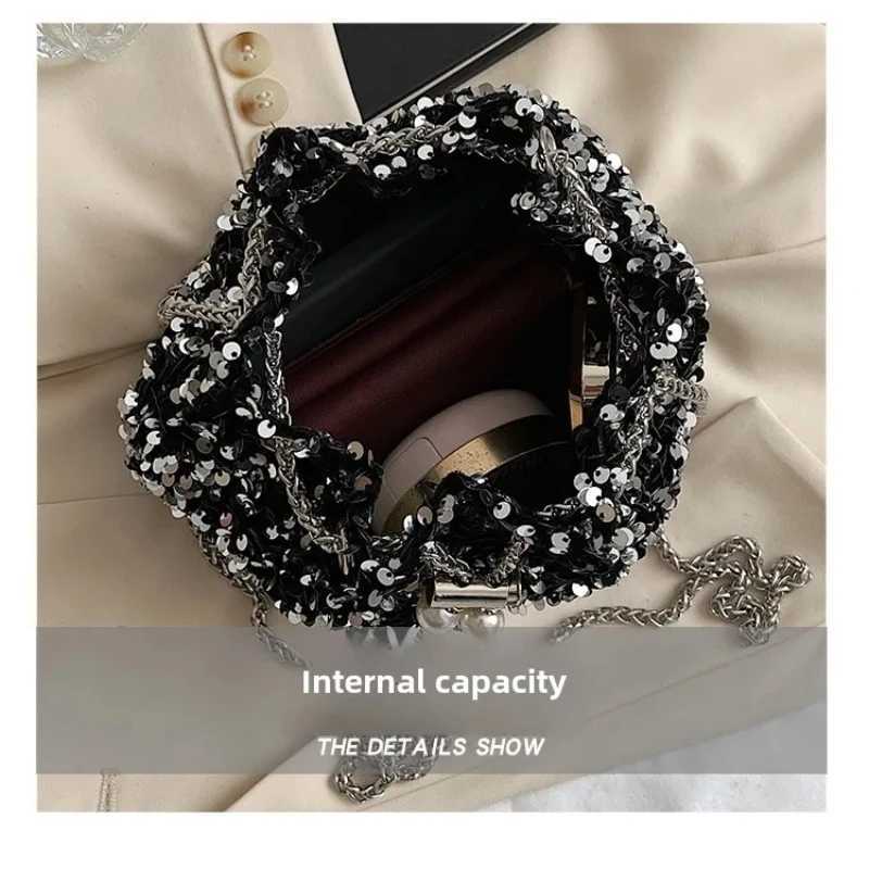 Crossbody Bags Sequin Womens New Korean Bucket Bag Bright Eyes Style Fashion Crossbody Dinner Single Shoulder Bags Y250730