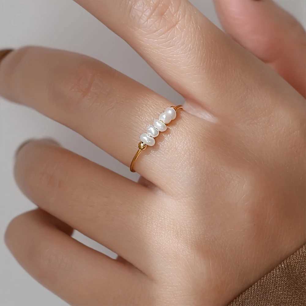 emanco fashion freshwater pearls high quality stainless steel gold-plated round rings holiday jewelry gifts wholesale y250730