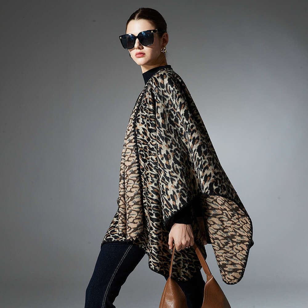 Women's with High-End Feel, Mid-High End, New Leopard Print Cross Shawl for Spring, Autumn, and Winter