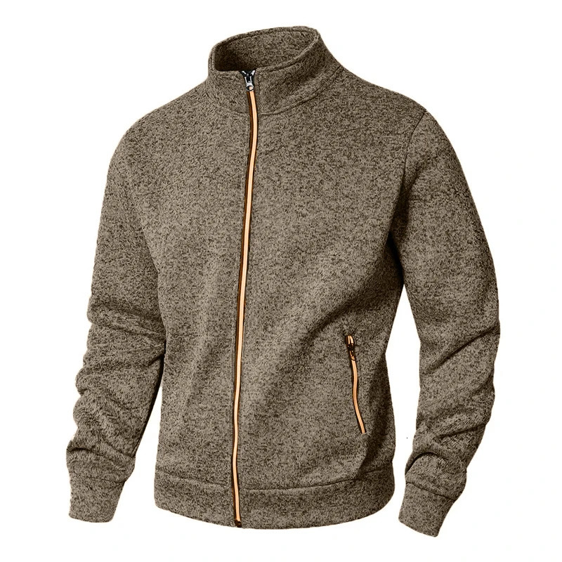 Mens Stand Collar sweatshirts casual zipper Cardigan Jacket outdoor Long Sleeve Solid Color Pullover Lightweight Streetwear 250729