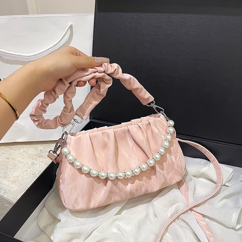 Textured Pearl Wrinkle Cloud Underarm for Women 2024 New Summer Niche Versatile Single Shoulder Crossbody Small Square Bag ddmymoon