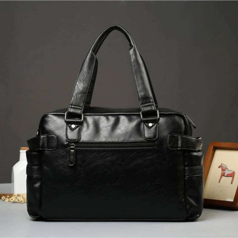 New Handbag Men Top-Handle Bags Fashion Crossbody Large Capacity Men's HandbagsTravel Totes Bag PU Leather Briefcase