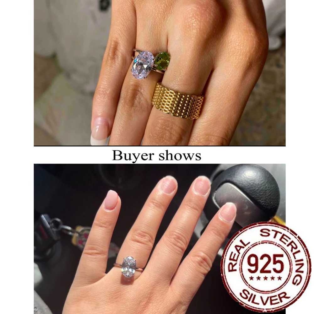 925 Sterling Silver 5CT Oval Cubic Zircon Ring for Women Sparkling Wedding Band Jewelry Valentines Gift SR006 y250730