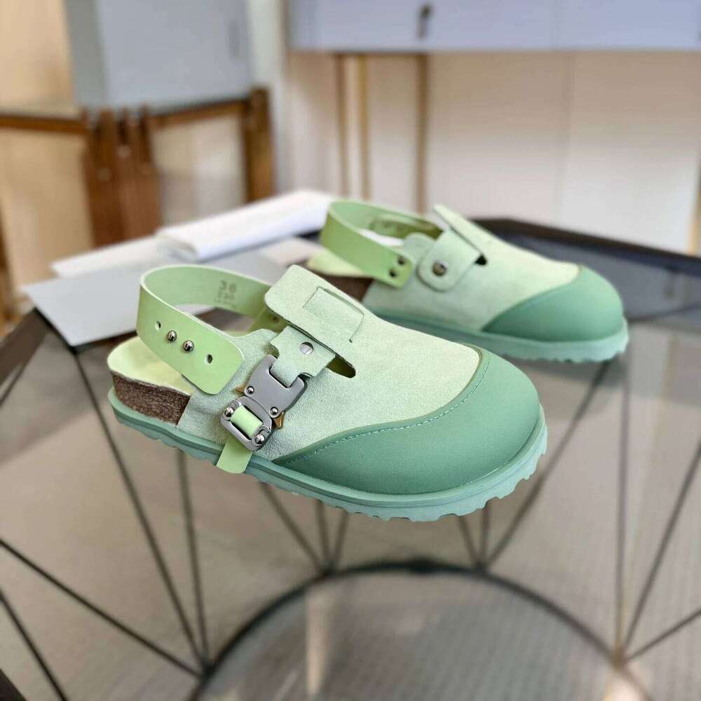 Women Size35-45 Natural Cow Suede Couple Sandals Flats Mixed Colors Leisure Round Toe Designer Shoes Zapatillas De Mujer ffd