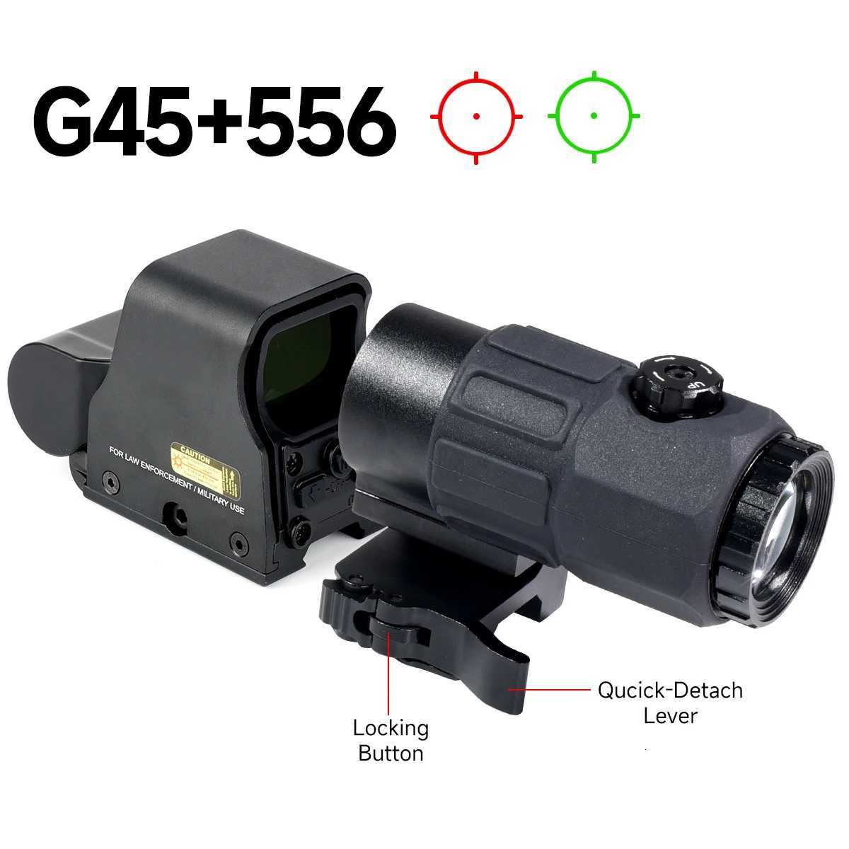 558 G45 Red Dot Sight Holographic Combo 5X Magnifier for 558 556 553 551 Sights Collimator Hunting Gear Accessories R250730