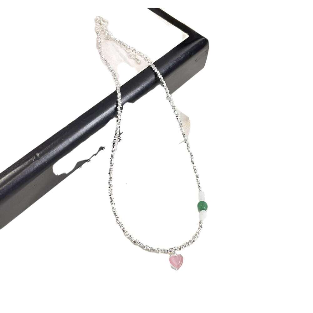 Summer Sweet Pink Heart Pendant Light Fashion Exquisite High-end Fresh Necklace 397