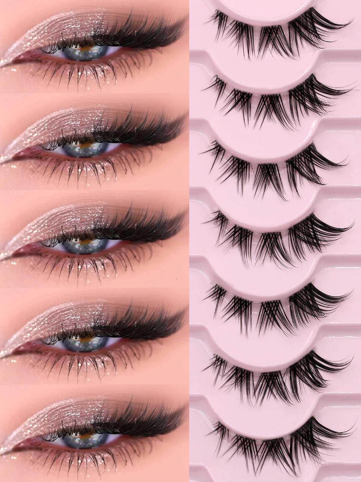Groinneya Cat Eye Lashes Half Lashes Soft Natural Faux Mink Eyelashes Fake Lashes Natural Look Wispy Winged End Eye Elongated Z250730