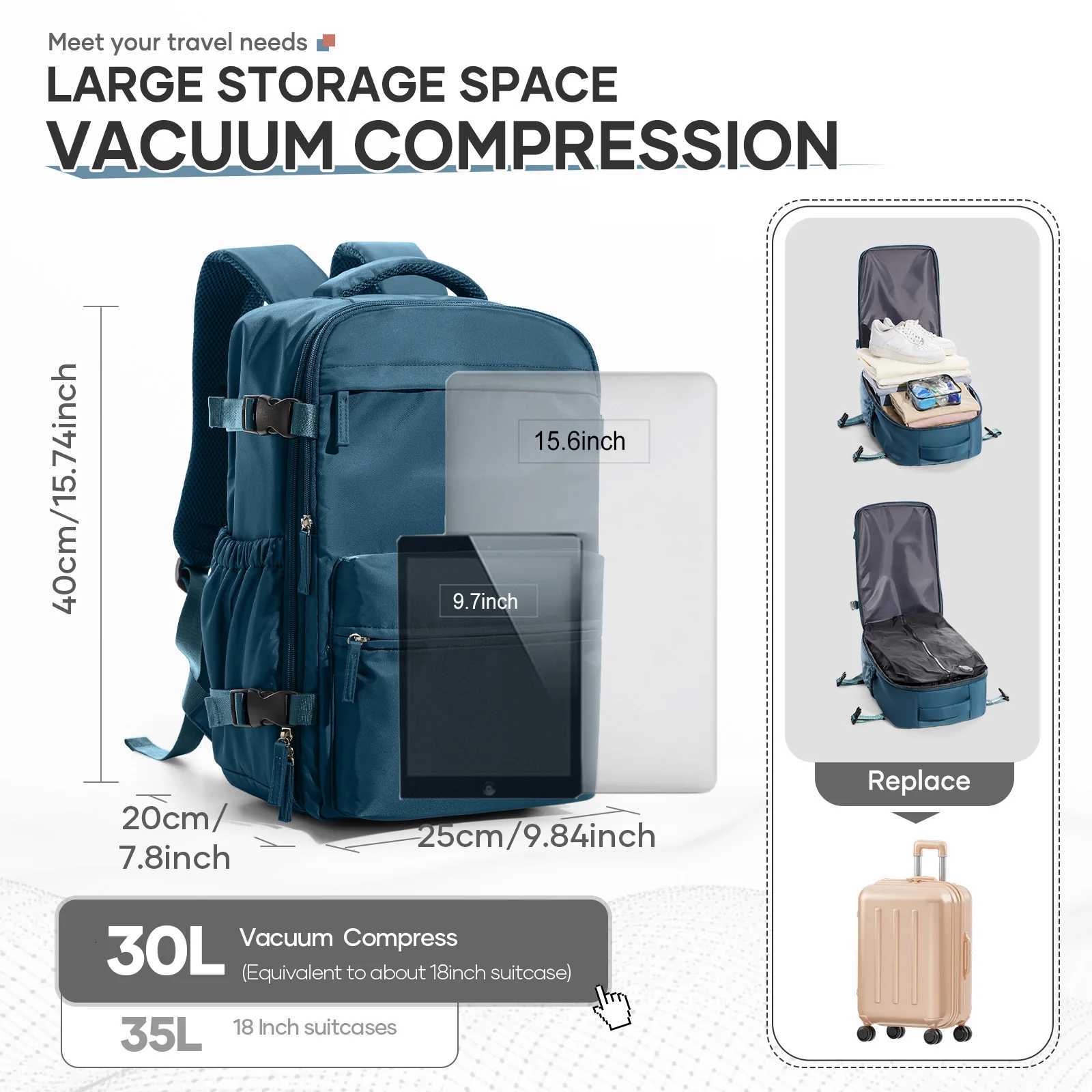 Men 15.6inch Laptop Vacuum Compression Travel Backpack Vacuum Clothing Storage BagRyanair 40x20x25 Luggage Cabin Bag 40x30x20 S250729