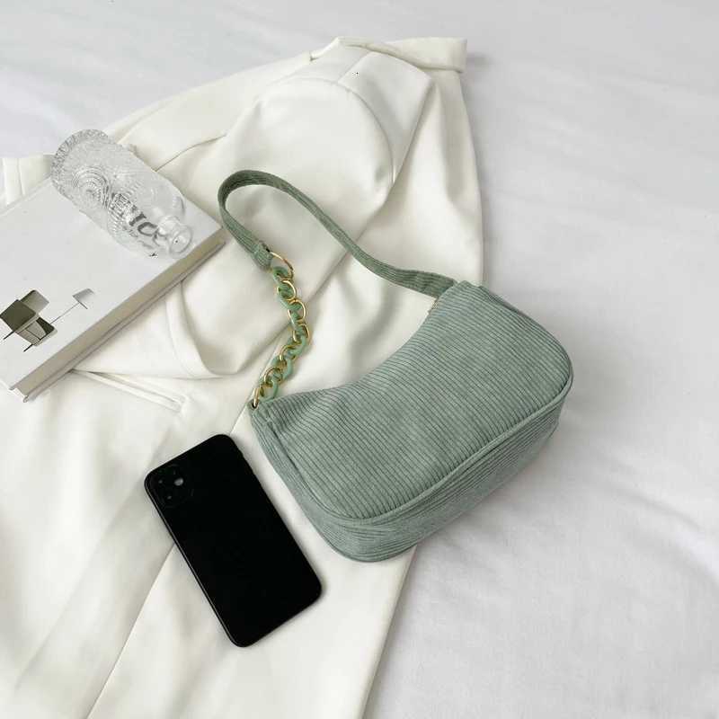 Fashion Vintage Women Handbags Corduroy Underarm Bag Casual Women Shoulder Bags Solid Color Zipper Female Handbag Clutch Y250730
