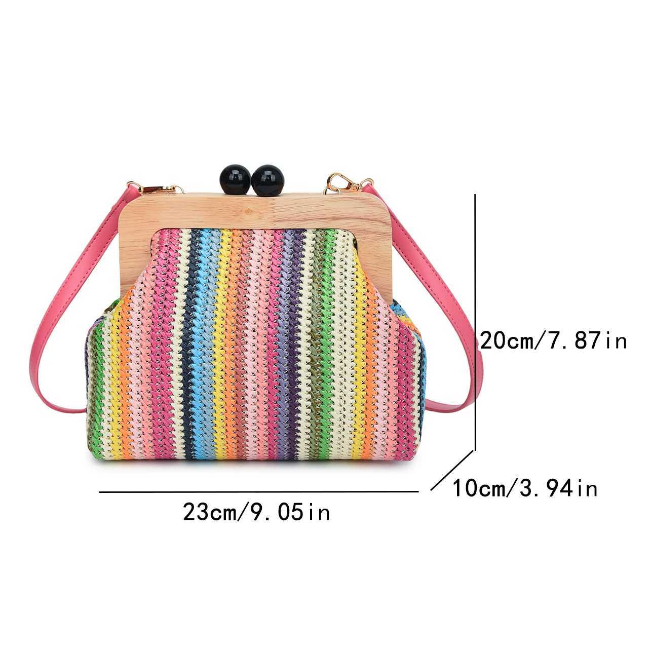 Summer Beach Straw Bag For Women Designer Cloud Bag 2024 New Wood Clip Purse Clutch Bag Shell Shoulder Crossbody Bags Fashion Y250730