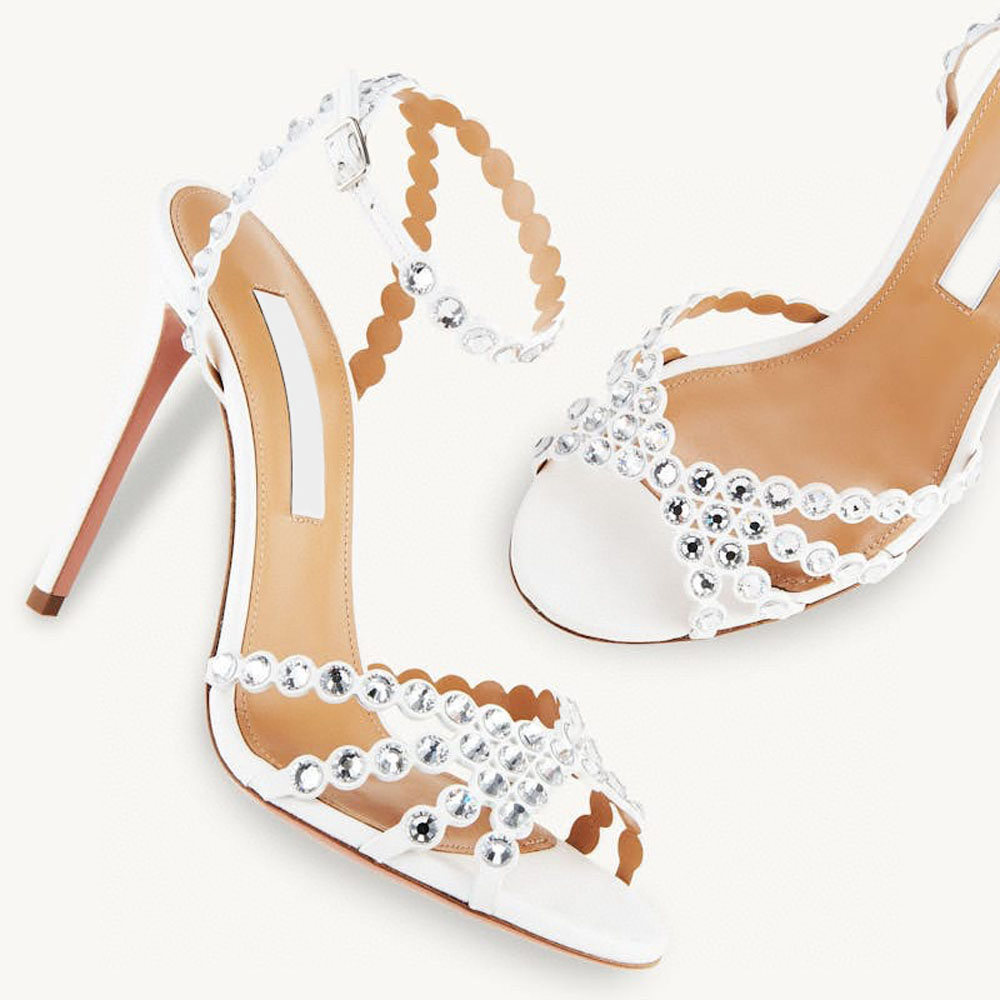 Top Quality Crystal-embellished Stiletto Heels Sandals Slingbacks shoes Heel shoe for women's Luxury Designers Party Evening shoes 35-43 Bring box