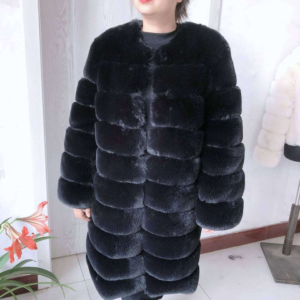 LHXDW LHXDW Women's winter faux fur coat Long faux fox fur coat High quality fluffy 90CM Long artificial fur jacket women