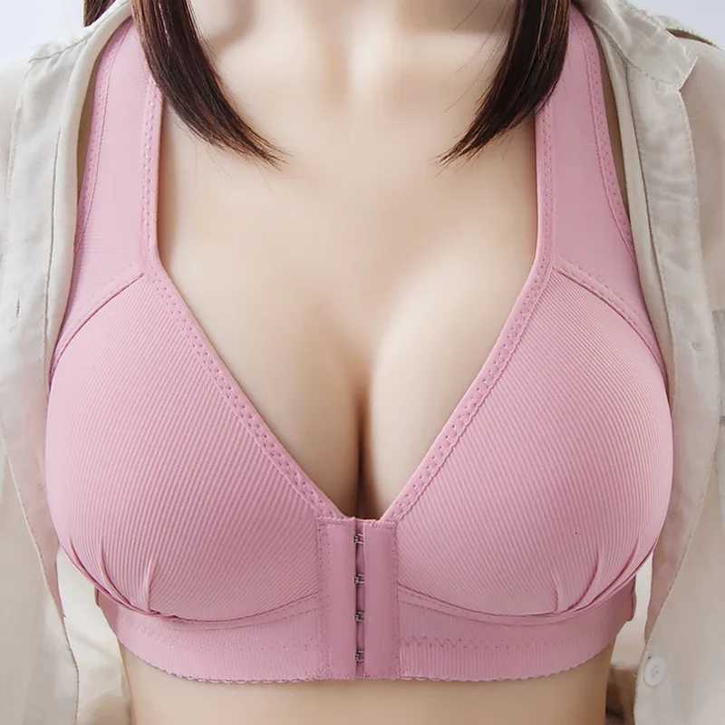Large Size Front Buckle Seamless Bra Without Steel Ring Underwear V-shaped Bra Beautiful Back Receiving Breastfeeding For Ladies Z250730