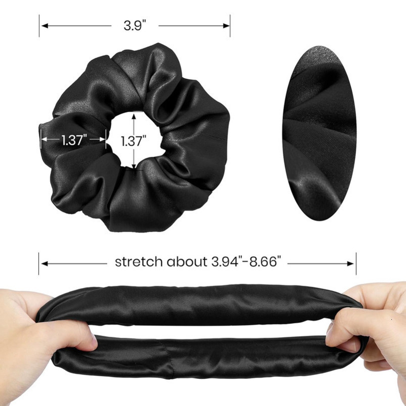 LILYSILK Scrunchies for Frizz&Breakage Prevention, 100% Mulberry Hair Ties No Damage, Elastic Silk ponytail Holders, 1Pc, Black
